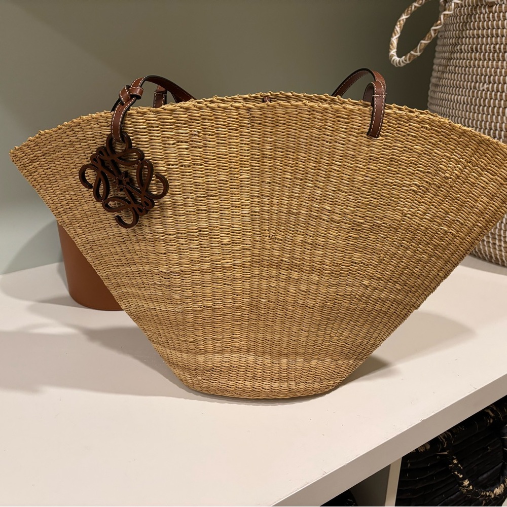 Loewe Elegant Tan Woven Tote Bag